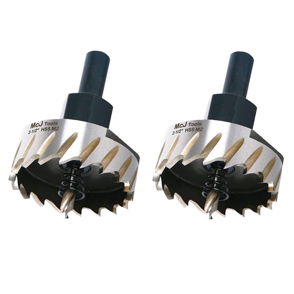 McJ Tools 2-1/2 Inch HSS M2 Drill Bit Hole Saw for Metal, Steel, Iron, Alloy, Ideal for Electricians, Plumbers, DIYs, Metal Professionals 2 Pack 2pack 2-1/2"