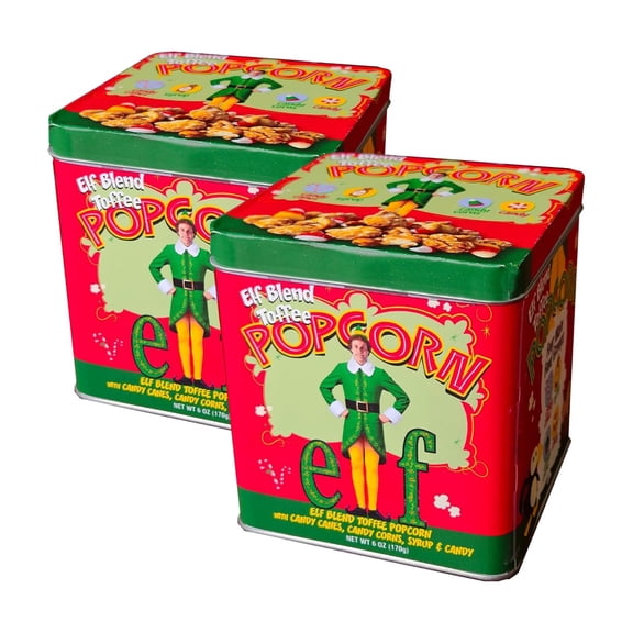 McJak Elf Blend Toffee Popcorn, Festive Holiday Candy Corn & Peppermint Snack Mix, Christmas Gift & Movie Night Treat, 2-Pack