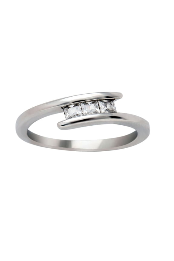 McKenna 3 Stone CZ Anniversary Band Engagement Ring for Women Ginger Lyne Collection