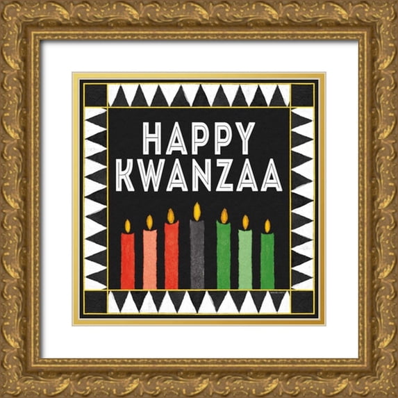 McKenna, Kathleen Parr 12x12 Gold Ornate Wood Framed with Double Matting Museum Art Print Titled - Happy Kwanzaa II