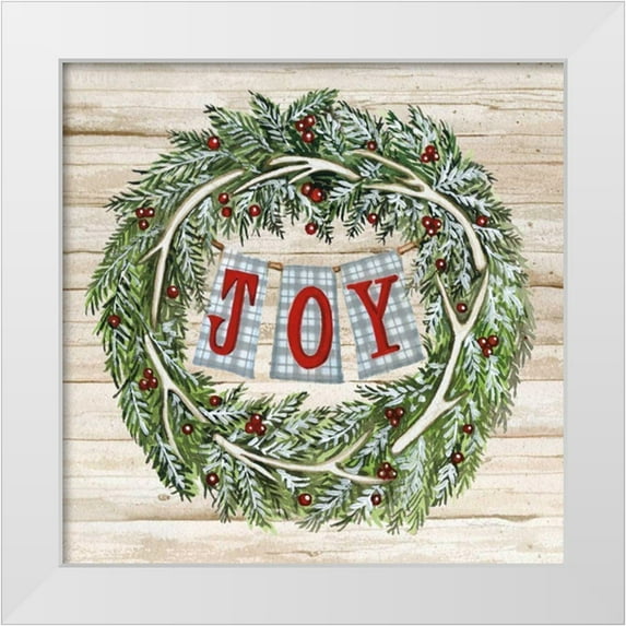 McKenna, Kathleen Parr 12x12 White Modern Wood Framed Museum Art Print Titled - Holiday Saying I on Wood Plaid