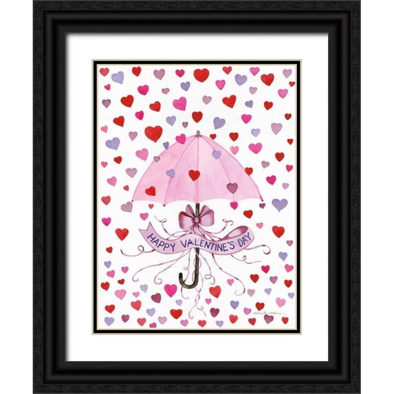 McKenna, Kathleen Parr 12x14 Black Ornate Wood Framed with Double Matting Museum Art Print Titled - Valentine Hearts