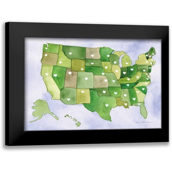 McKenna, Kathleen Parr 14x11 Black Modern Framed Museum Art Print Titled - USA Capital Map