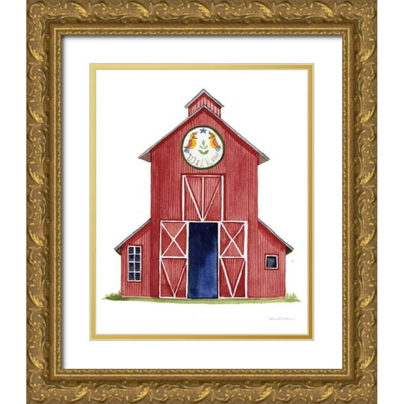 McKenna, Kathleen Parr 15x18 Gold Ornate Wood Framed with Double Matting Museum Art Print Titled - Life on the Farm Barn Element II
