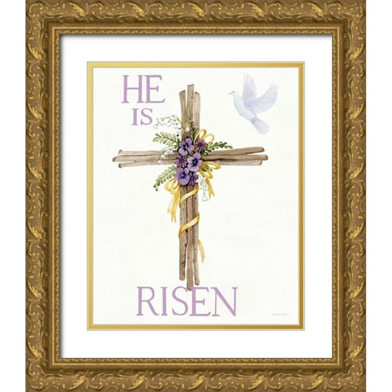 McKenna, Kathleen Parr 20x24 Gold Ornate Wood Framed with Double Matting Museum Art Print Titled - Easter Blessing Saying III with Cross