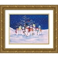 thumbnail image 1 of McKenna, Kathleen Parr 32x25 Gold Ornate Wood Framed with Double Matting Museum Art Print Titled - Snow Family, 1 of 4