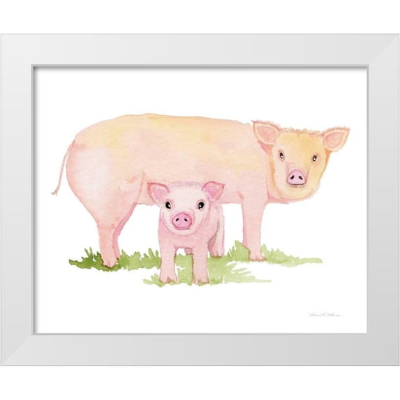 McKenna, Kathleen Parr 32x26 White Modern Wood Framed Museum Art Print Titled - Life on the Farm Animal Element IV