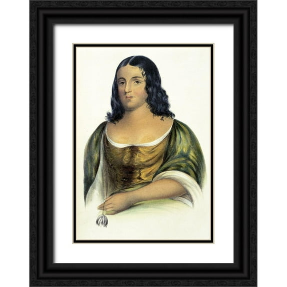 McKenney, Thomas Lorraine 11x14 Black Ornate Wood Framed with Double Matting Museum Art Print Titled - Pocahontas
