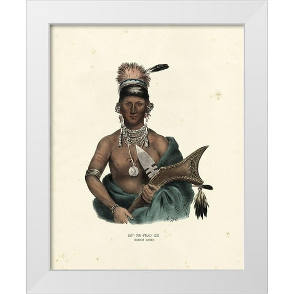 McKenney and Hall 26x32 White Modern Wood Framed Museum Art Print Titled - Saukie Chief