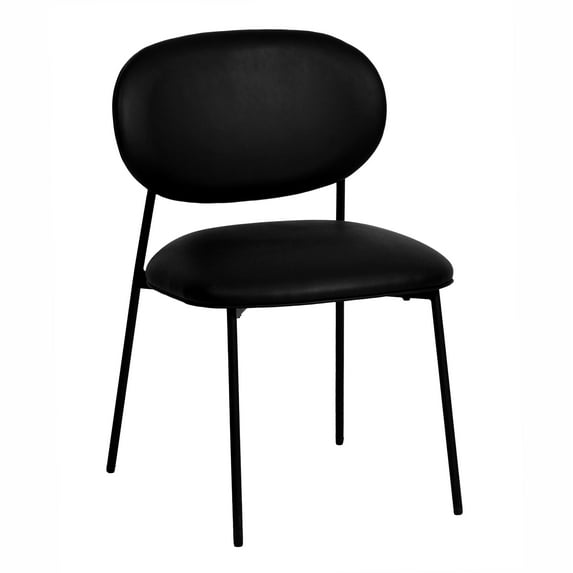 TOV Furniture McKenzie Black Vegan Leather Stackable Dining Chair - Set of 2