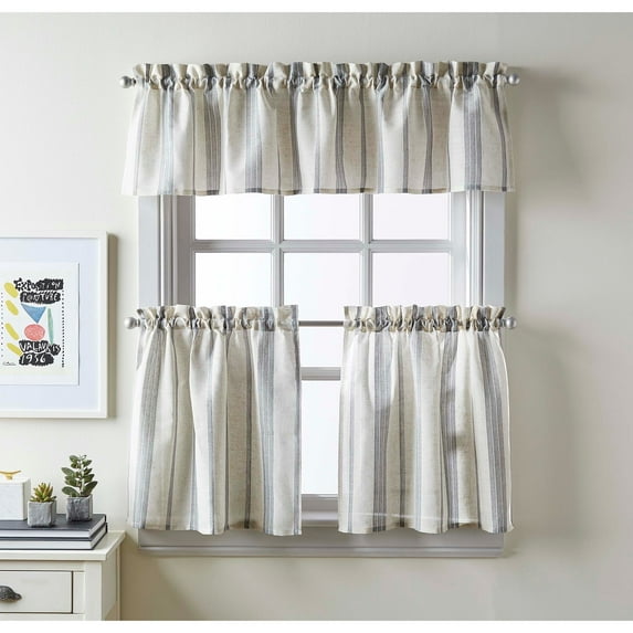 CHF McKenzie Valance Single Tailored Indoor Curtain Collection 24", Grey, Pole Top, Adult