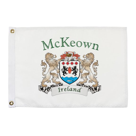 McKeown Irish Coat of Arms Small White Flag - 16"x10.5" inches