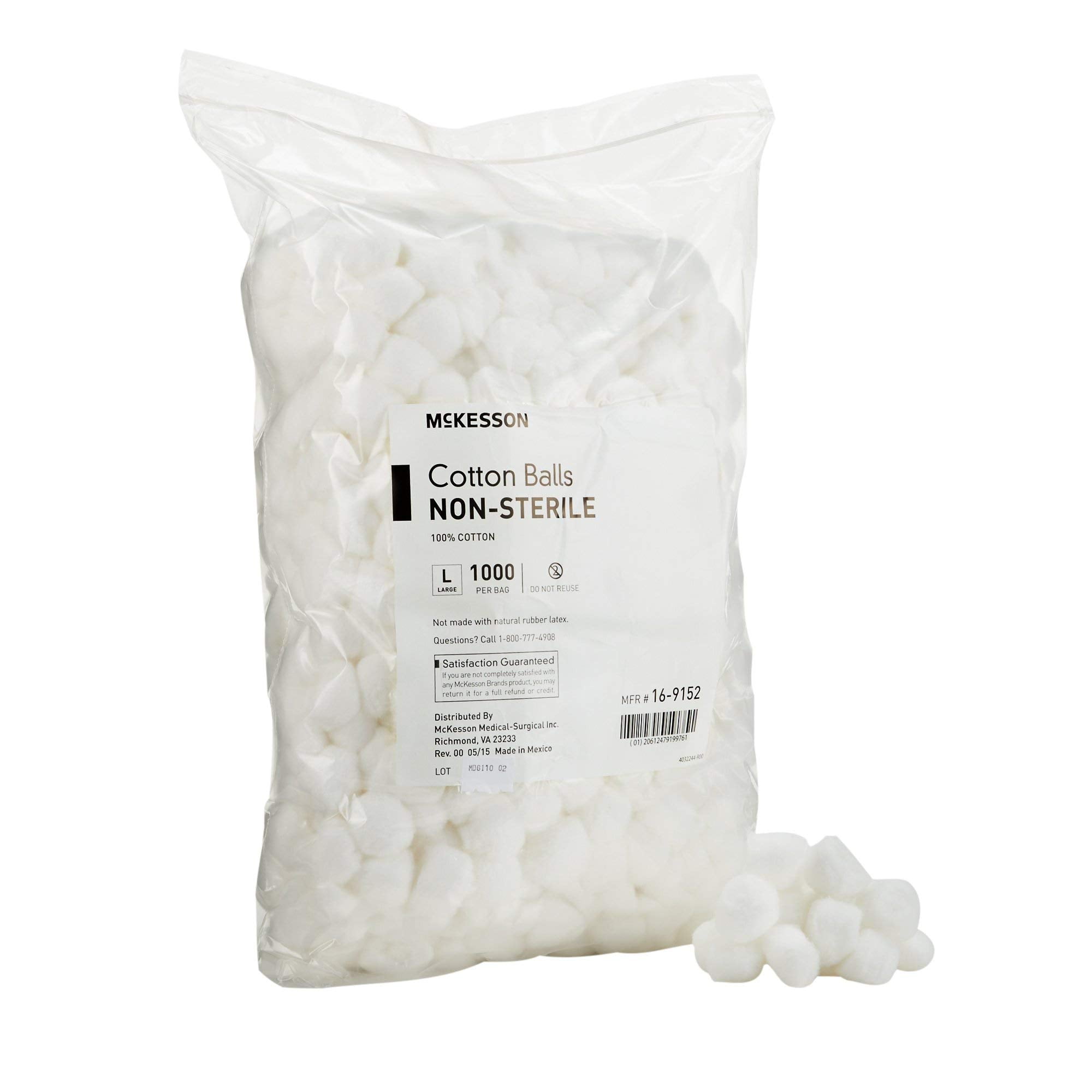 McKesson 100% Cotton Balls Non-Sterile Extra Absorbent Large 1000 Count 2 Packs 2000 Total Multipurpose for Cosmetics Wound Prep White