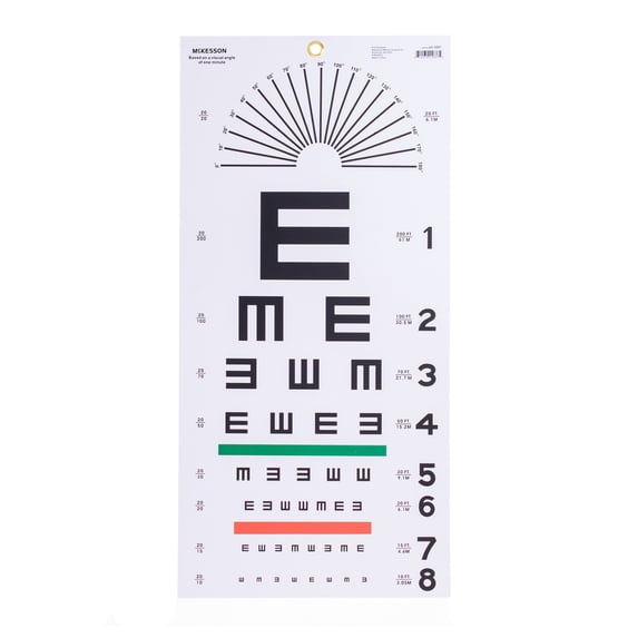 McKesson 20 Foot Distance Wall Mount Eye Chart, Tumbling E 5 per Bag