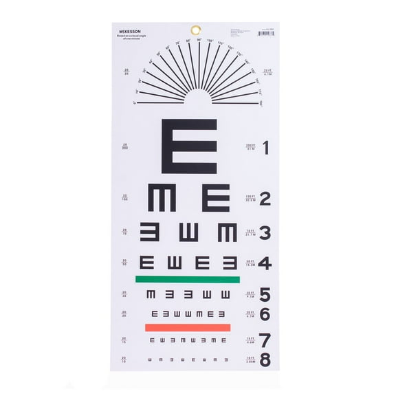 McKesson 20 Foot Distance Wall Mount Eye Chart, Tumbling E