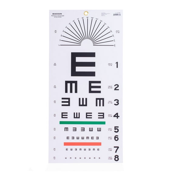 McKesson 20 Foot Distance Wall Mount Eye Chart, Tumbling E
