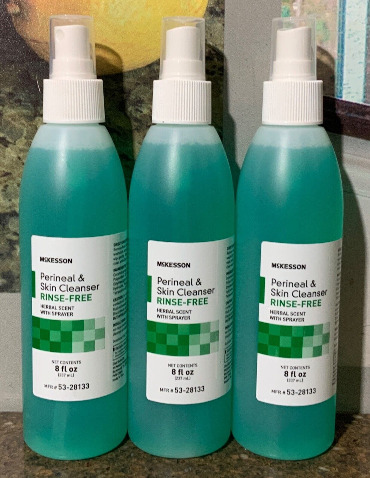 McKesson (3 Pack) RinseFree Perineal Wash Herbal Scented 8oz New Pump