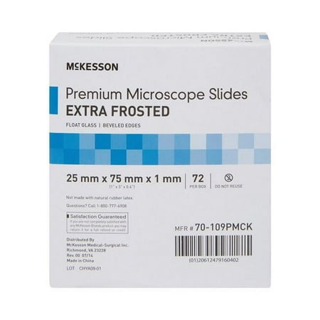 McKesson 938363-BX 25 x 75 x 1 mm Glass Microscope Slide, Pack of 72