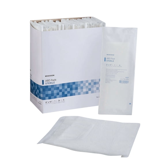 McKesson ABD Pads, Non-Woven Abdominal Wound Dressing, 8 in x 10 in, 24 Count, 1 Pack