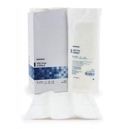 McKesson Abdominal Pad NonWoven Cellulose 7-1/2 X 8 Inch Rectangle Sterile, 16-4252 - CASE OF 240