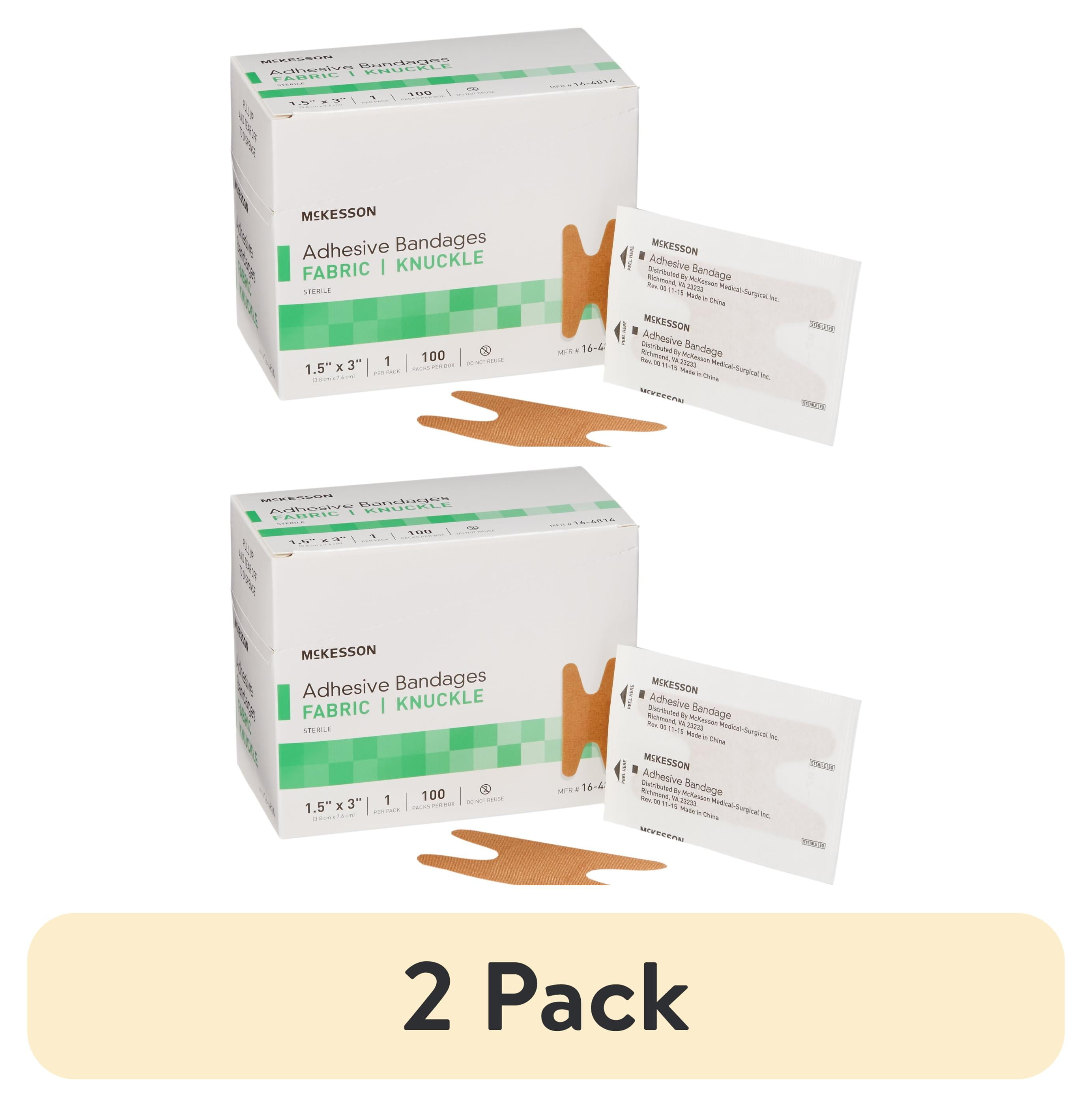 (2 pack) McKesson Adhesive Bandages, Fabric, Knuckle Sterile, 1.5 in