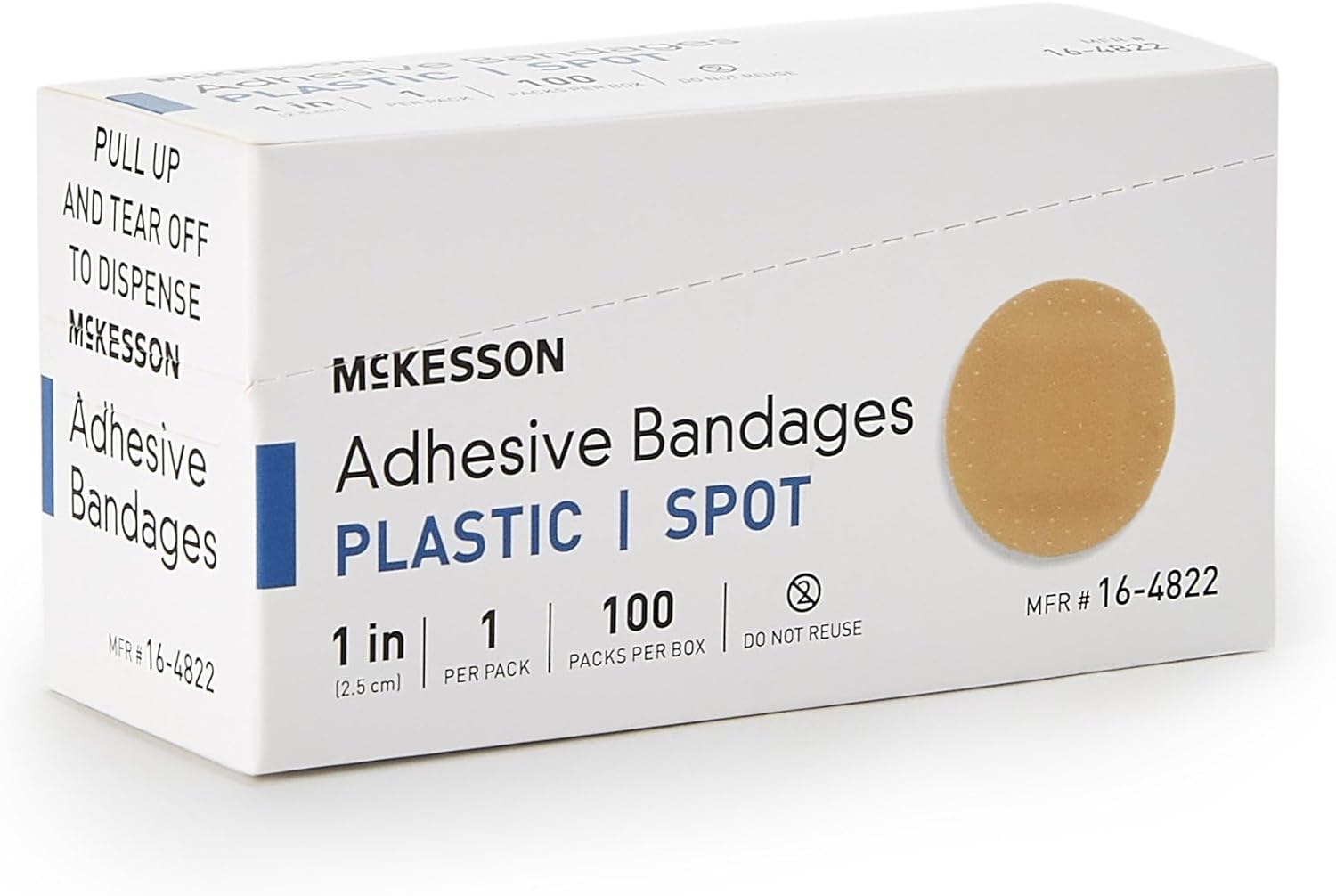 McKesson Adhesive Bandages, Sterile, Plastic Spot, 1 in, 100 Count, 1