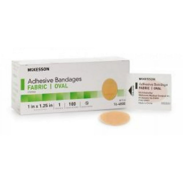 McKesson Adhesive Spot Bandage, Fabric, 1 X 11/4 Inch, Oval, 100 Count