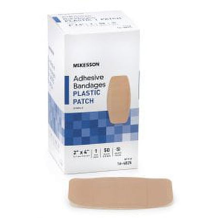 McKesson Adhesive Strip 2 X 4 Inch Plastic Square Tan Sterile, 16-4825 - Box of 50