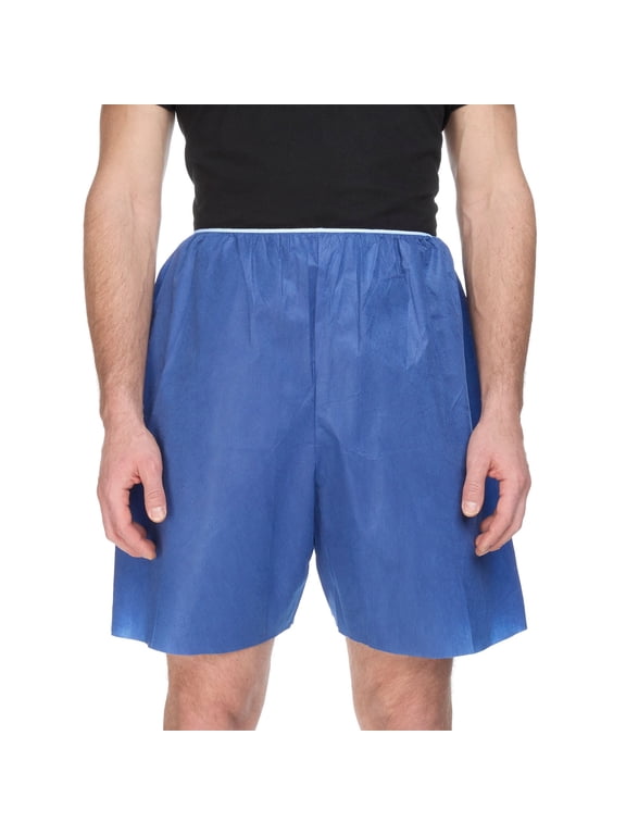 Adult Disposable Exam Shorts Blue Large 25 Ct