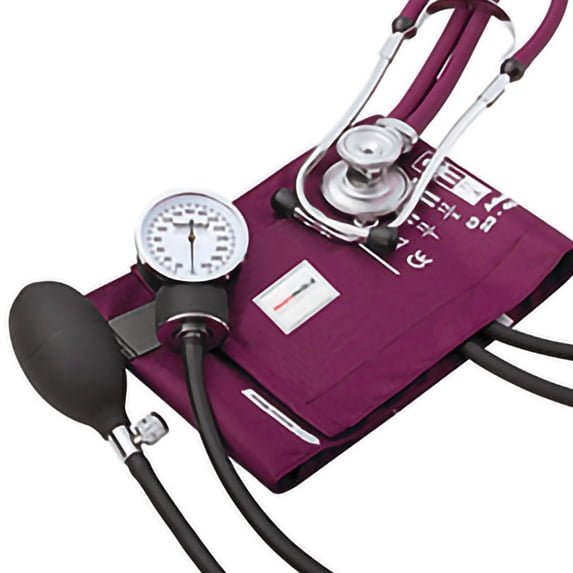 McKesson Adult Magenta Pocket Aneroid Reusable Aneroid / Stethoscope Set 2-Tubes 768-641-11AMMM 1 Each