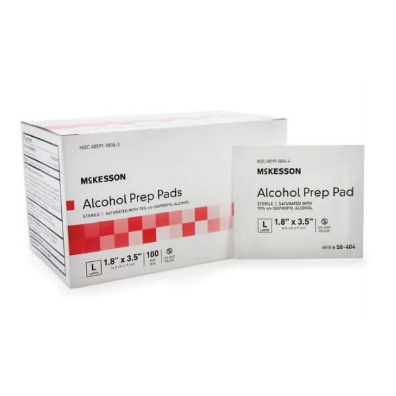 McKesson Alcohol Prep Pad Isopropyl Alcohol, 70%, Large-Box of 100