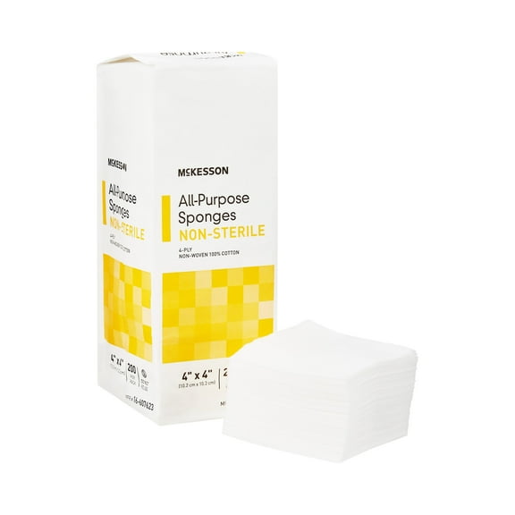 McKesson All-Purpose Gauze Sponges, 4-Ply Cotton Wound Pads, 4 in x 4 in, 200 per Pack, 1 Pack