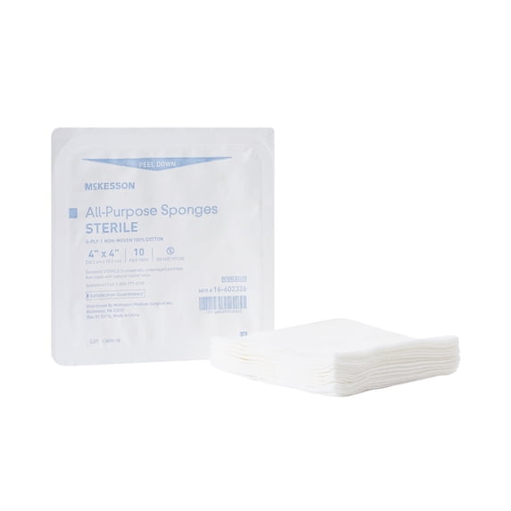 McKesson All-Purpose Sponges - First Aid Wound Care Dressing - 4 in x 4 in, 10 per Pack, 96 Packs, 960 Total