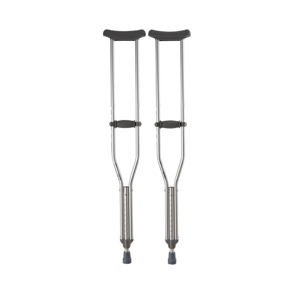 McKesson Aluminum Crutches with Euro-Style Clip, Push-Button, 45 in to 53 in H, 1 Pair