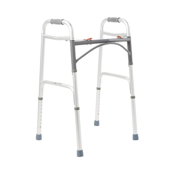 McKesson Aluminum Folding Walker, Adjustable Height of 32" to 39", 350 lbs Weight Limit, 4 Ct