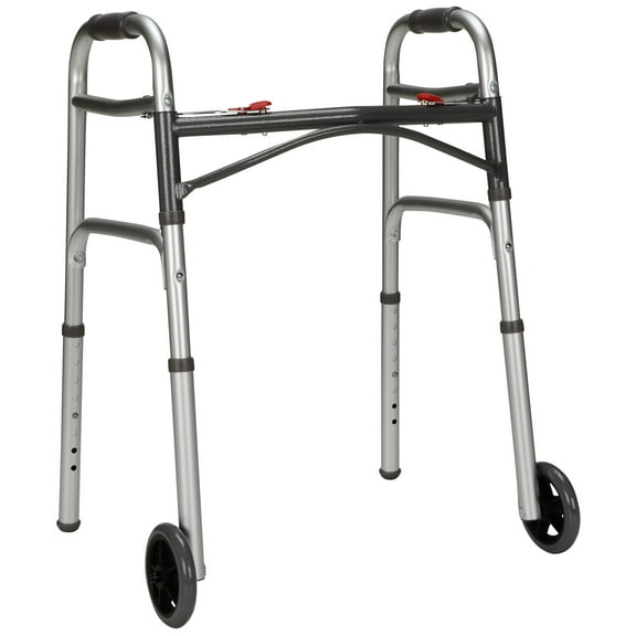 McKesson Aluminum Junior Folding Walker, Lightweight Mobility Accessory, Adjustable Height, 4 Ct