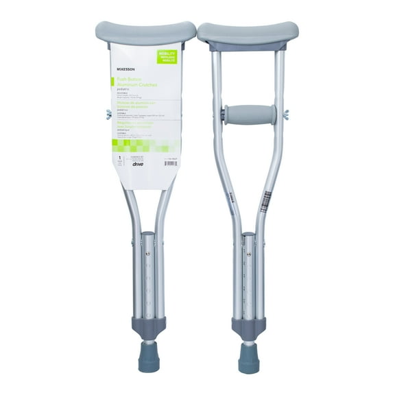 McKesson Aluminum Pediatric Underarm Crutches 3' 7" to 4' User Ht.
