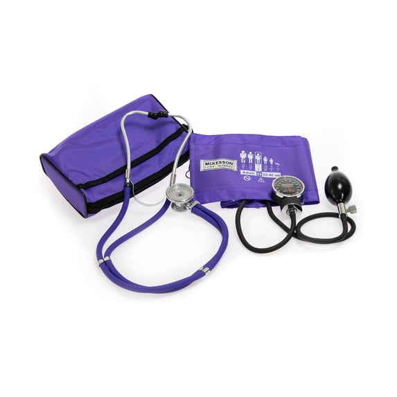 McKesson Aneroid Sphygmomanometer Kit, Blood Pressure Unit and Stethoscope, Purple - Size 11, 1 Ct