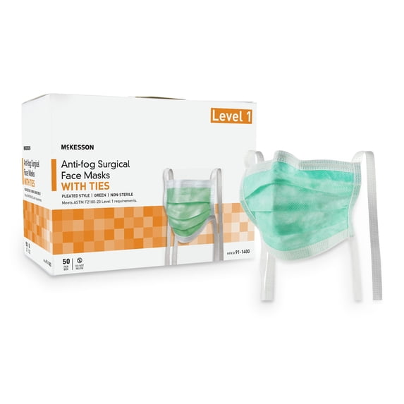McKesson Anti-Fog Surgical Masks with Tie Closure, 50 Count, 1 Pack