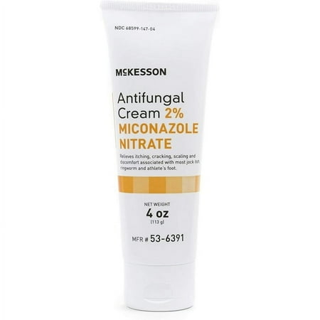 McKesson Antifungal Cream, 2% Miconazole Nitrate - Relieves Itching, Burning, Cracking from Jock Itch, Ringworm and Athlete Foot - 4 oz., 3 Count