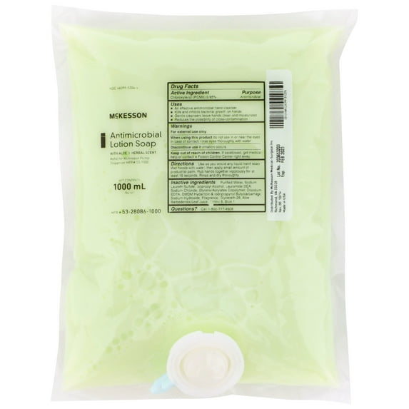 McKesson Antimicrobial Lotion Hand Soap with Aloe - Herbal Scent, 1000 mL, 10 Ct