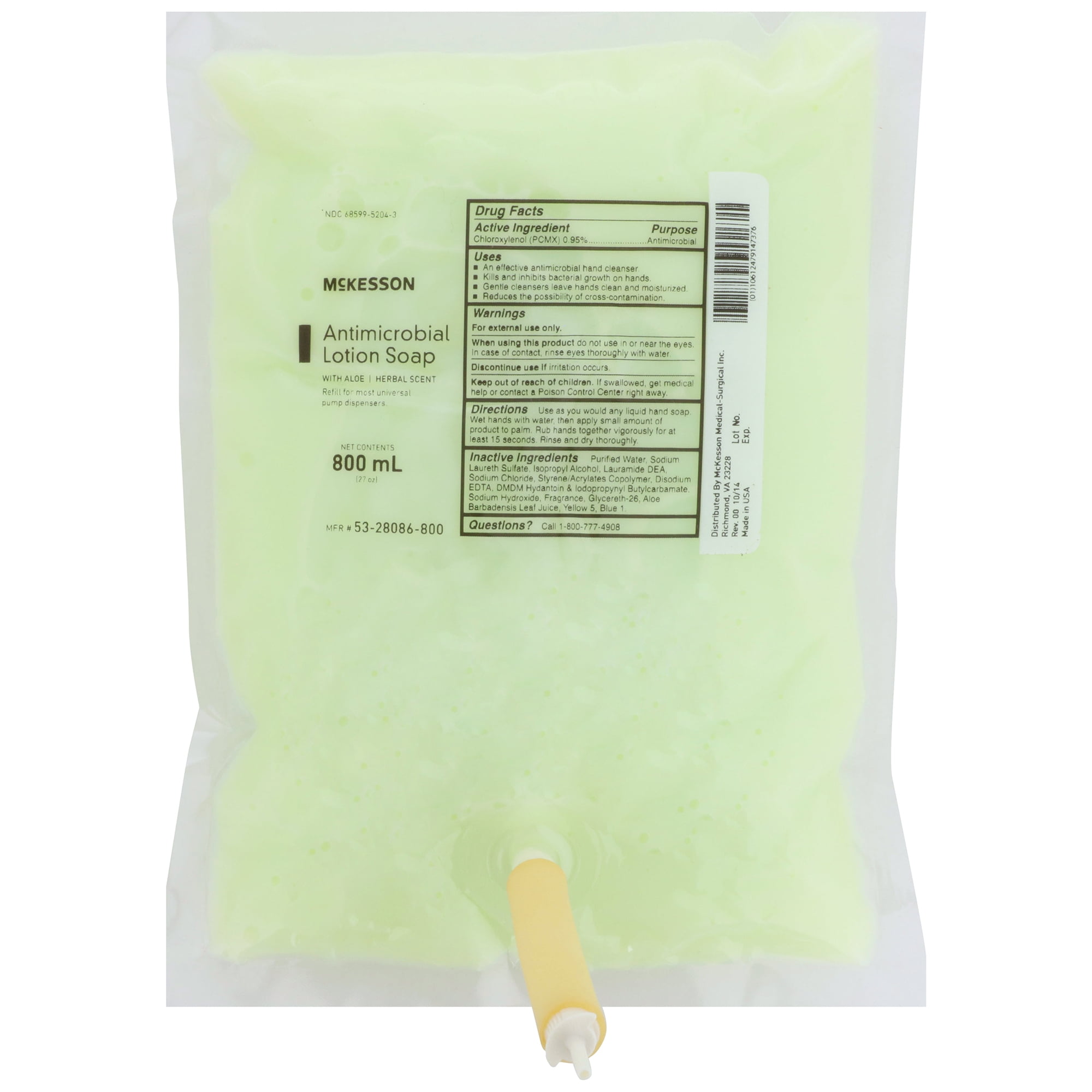 McKesson Antimicrobial Lotion Hand Soap with Aloe - Herbal Scent, 800 mL, 1 Ct