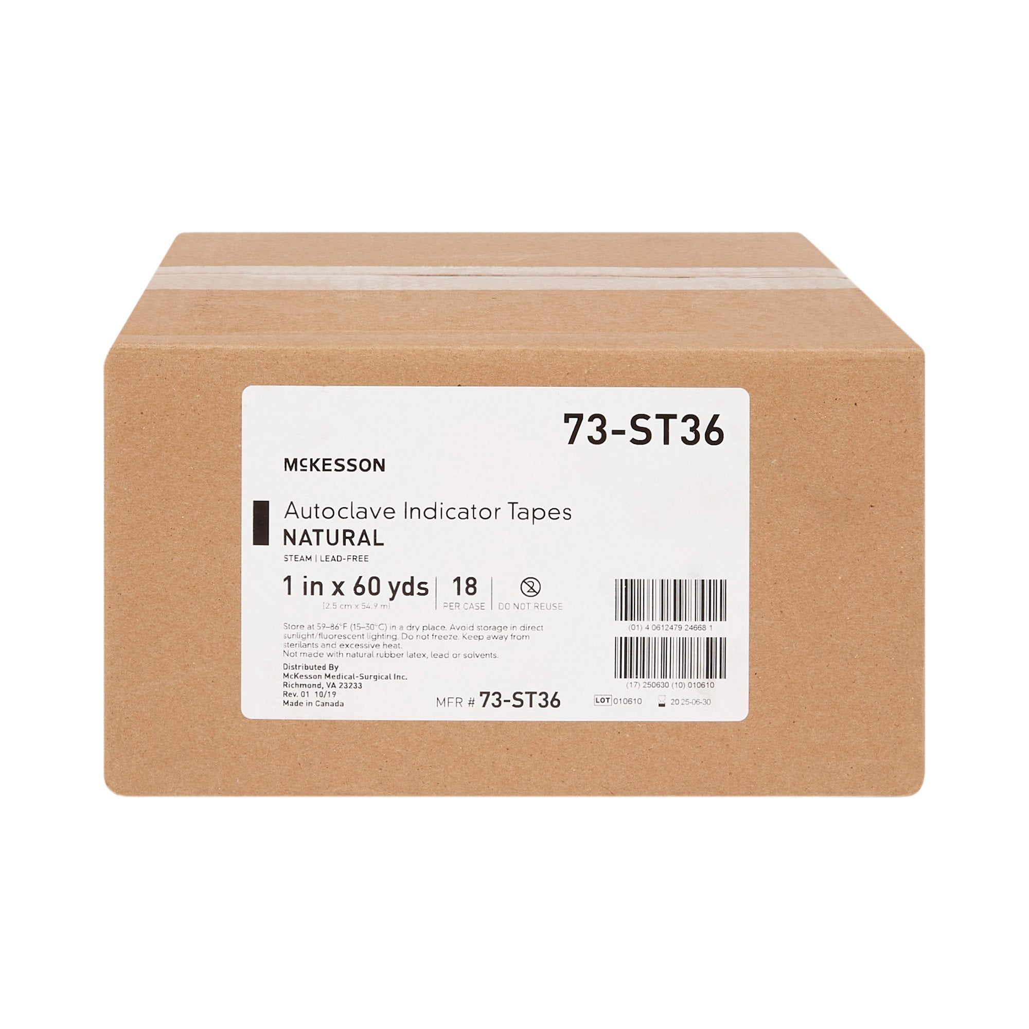 McKesson Autoclave Indicator Tape, Natural, Steam, 1 in x 60 yd, 18 Count
