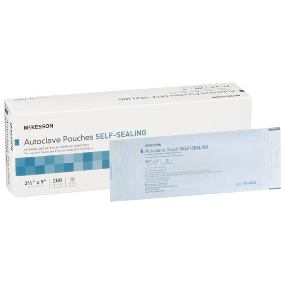 McKesson Autoclave Pouches, Self-Sealing, Steam and Ethylene Oxide Sterilizers, 3 1/2 in x 9 in, 200 Count, 1 Pack