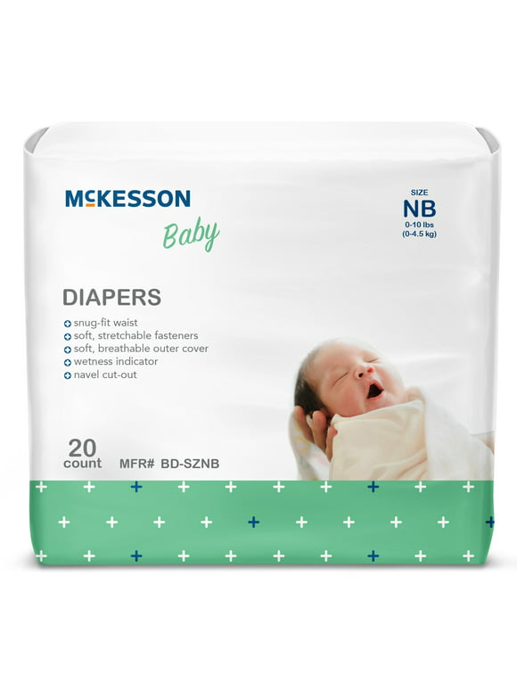 McKesson Baby Baby Diaper Newborn, 0 to 10 lbs. BD-SZNB, 20 Ct