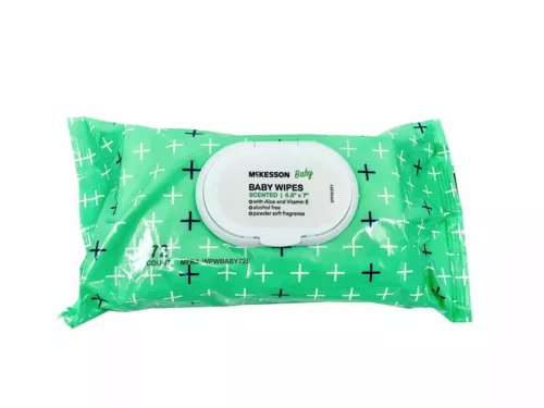 McKesson Baby Wipe, Soft Pack Aloe / Vitamin E Scented, 72 Pack
