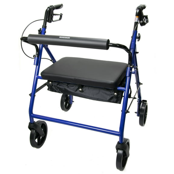 McKesson Bariatric Folding Rollator, Walking Aid for Seniors, 400 lbs Weight Capacity, 1 Ct