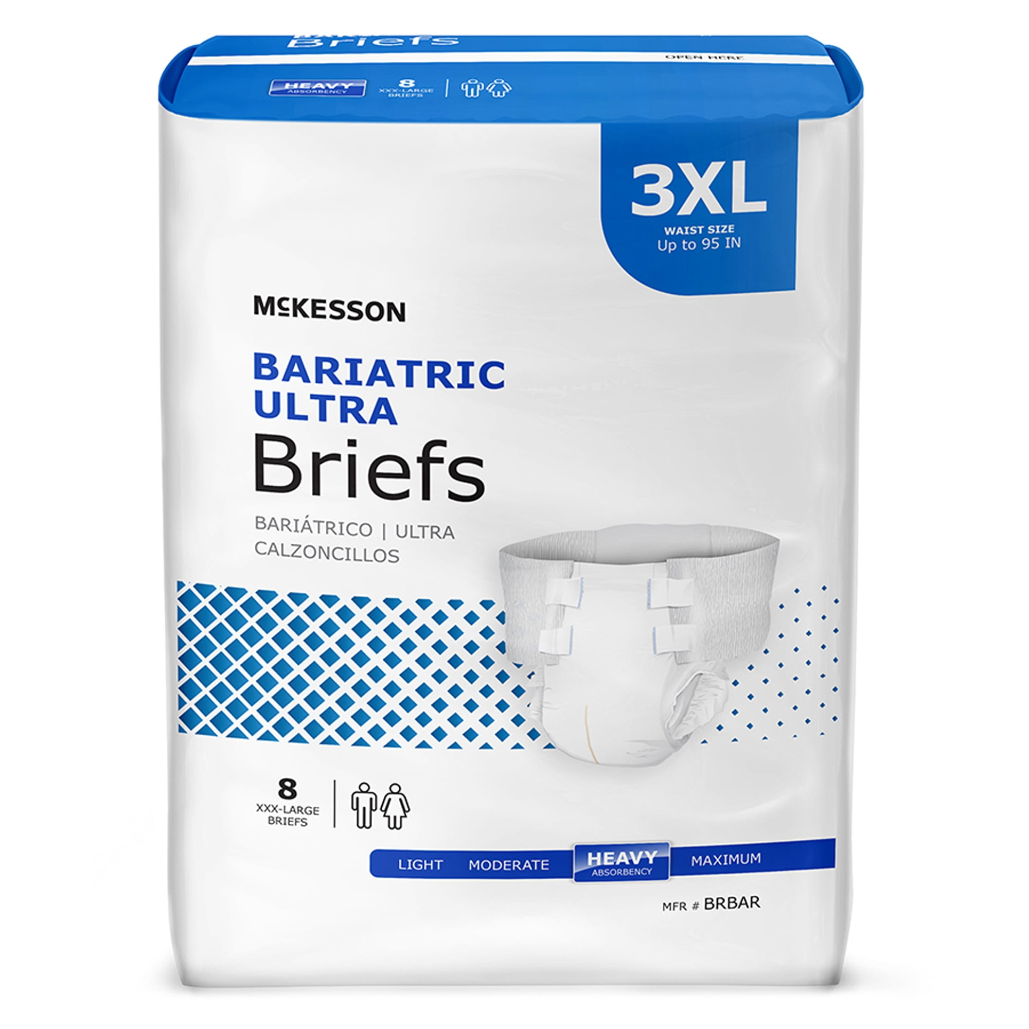 McKesson Bariatric Ultra Briefs for Incontinence, Heavy Absorbency, 3XL, 8  Count, 8 Packs, 8 Total