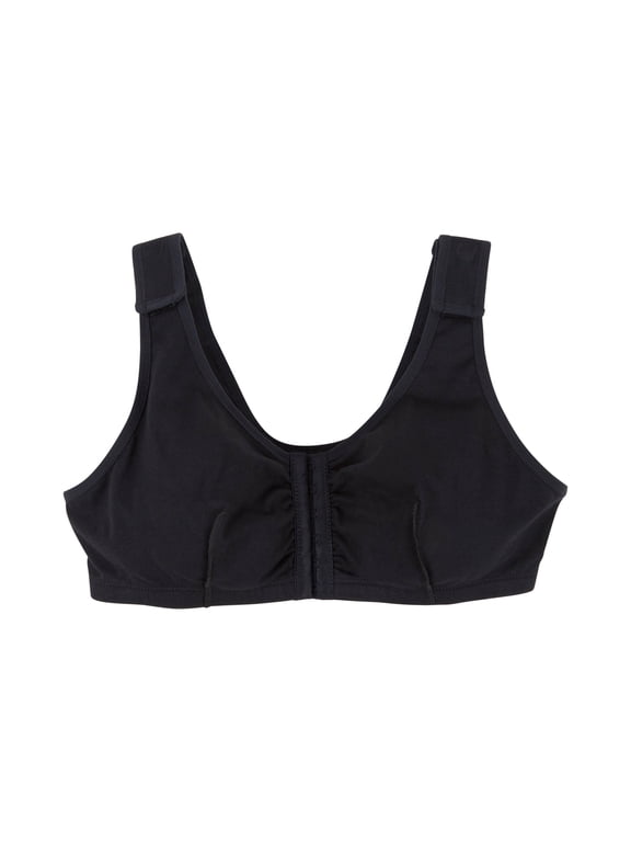 Black Cotton-Spandex Surgi-Bra, Post-Surgical Light Compression, 42-inch B, C, D Cups, 1 Ct