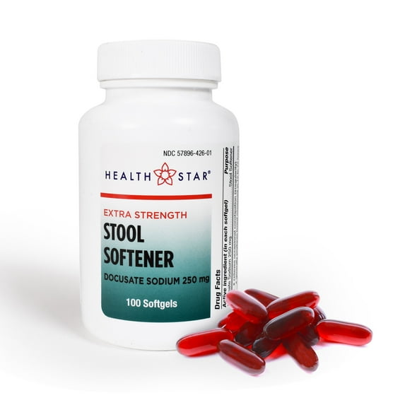 Extra-Strength Stool Softener Docusate Sodium 250mg Softgels (100 Count) Gentle Constipation Relief